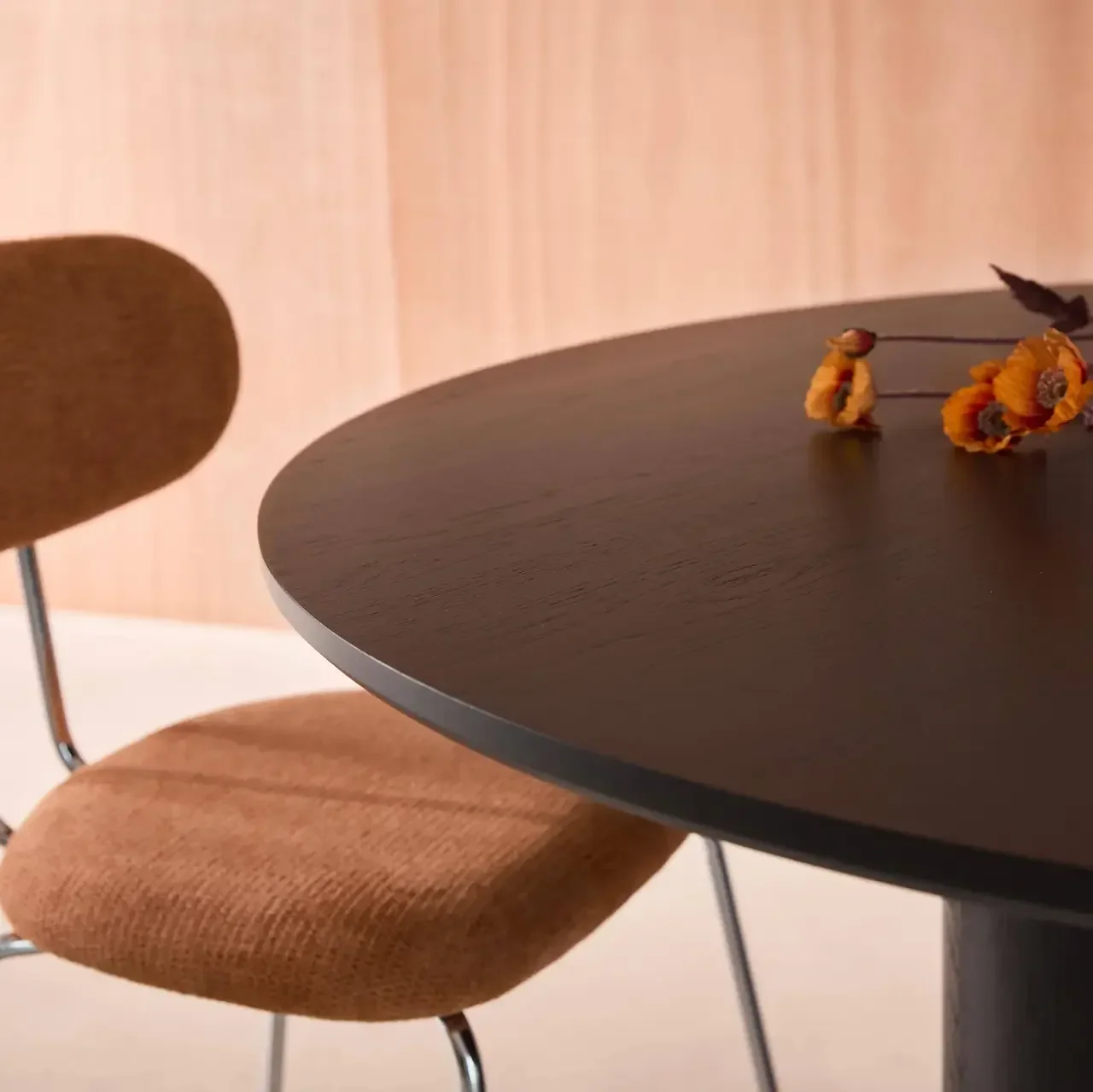 Table ronde 4 personnes hévéa massif chêne Leonore 130 cm