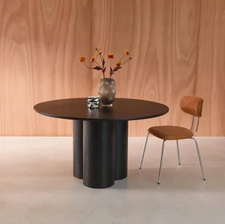 Table ronde 4 personnes hévéa massif chêne Leonore 130 cm