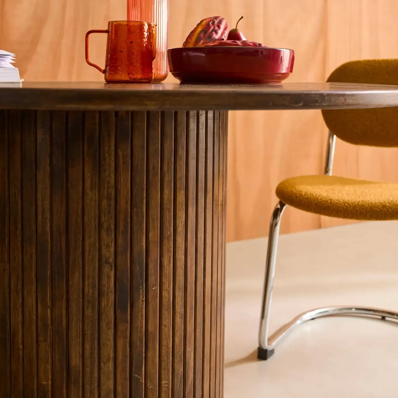 Table ronde 4 personnes hévéa massif chêne Estelle 115 cm