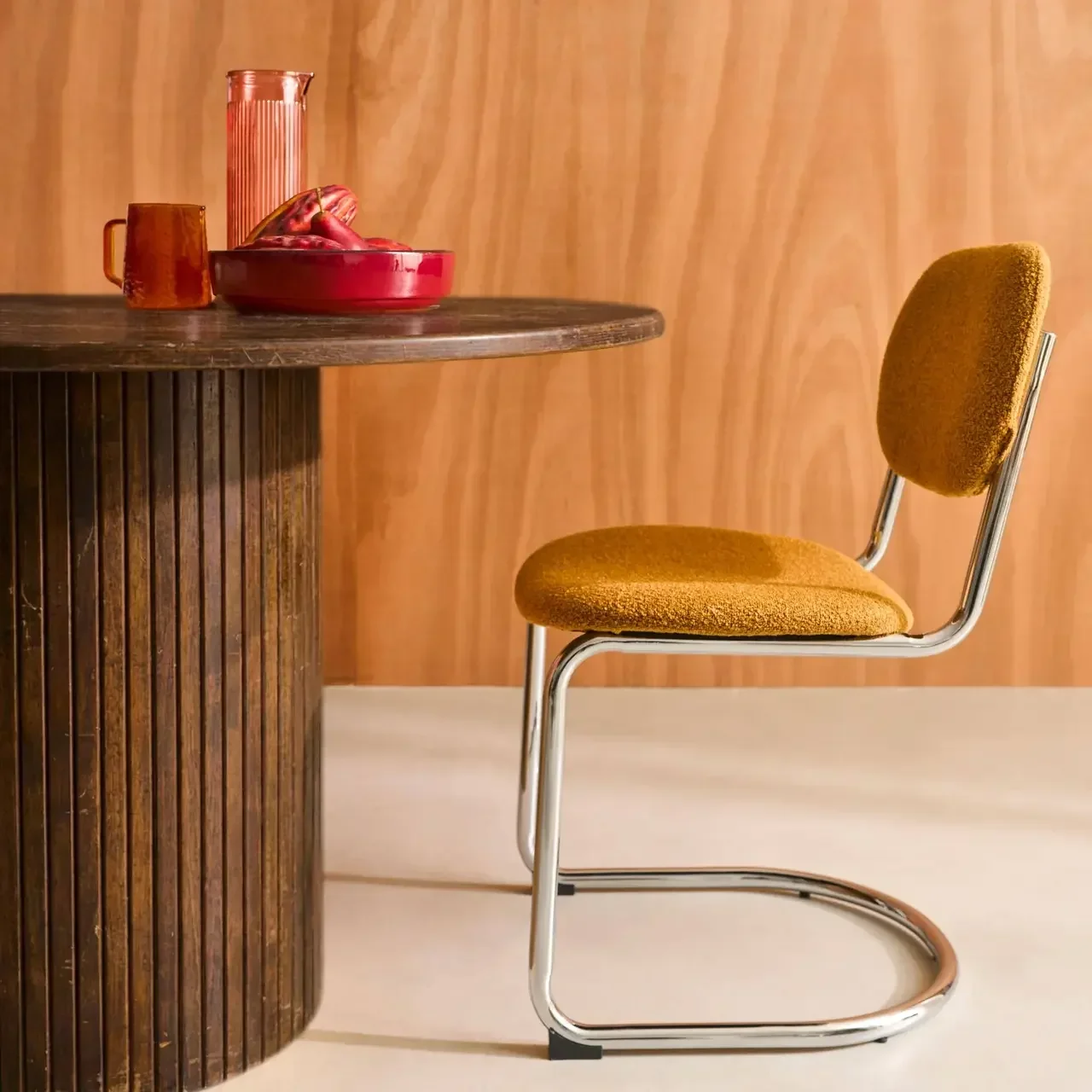 Table ronde 4 personnes hévéa massif chêne Estelle 115 cm