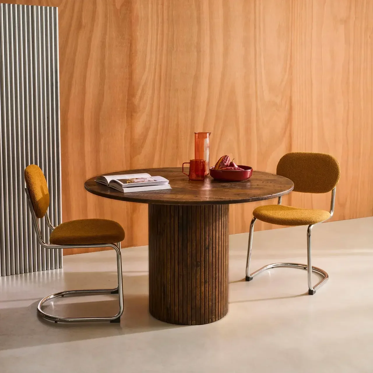 Table ronde 4 personnes hévéa massif chêne Estelle 115 cm