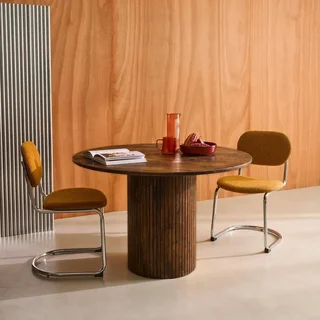 Table ronde 4 personnes hévéa massif chêne Estelle 115 cm