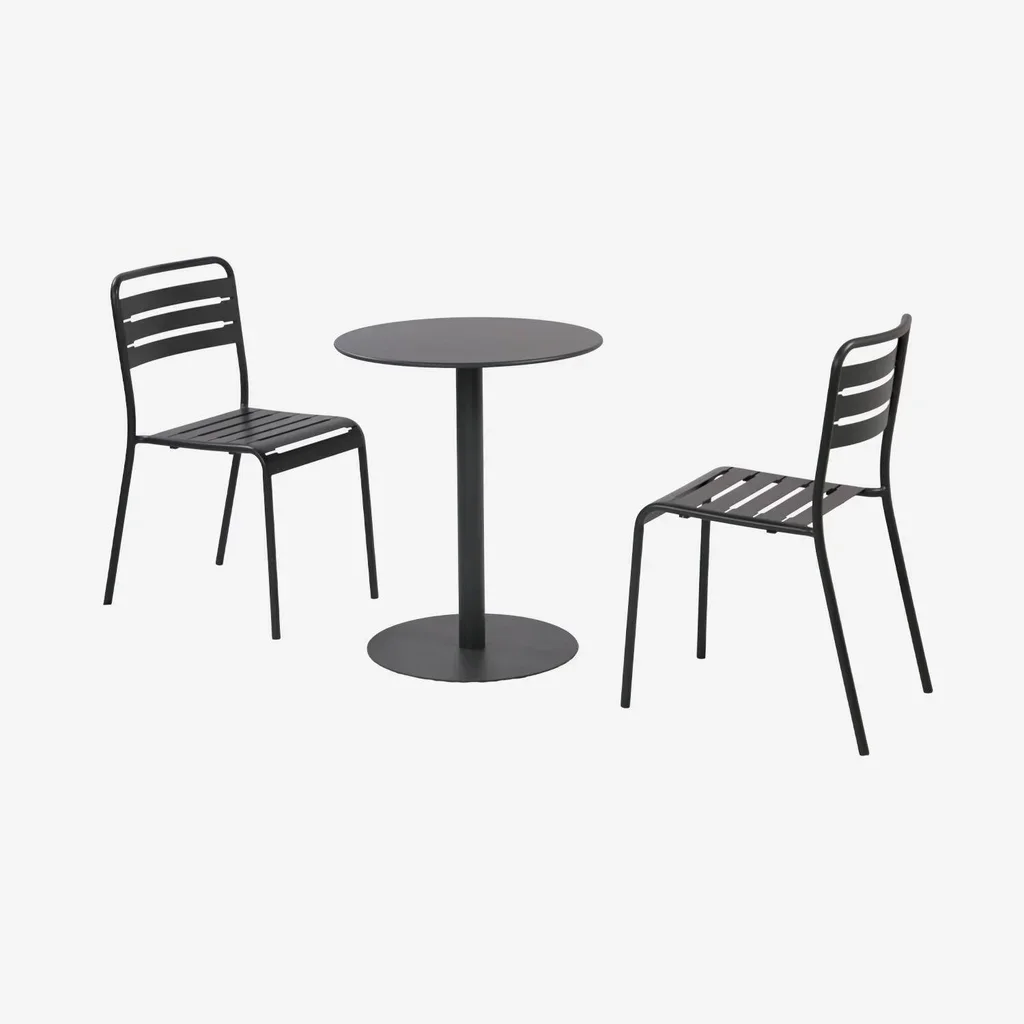 Table ronde bistrot acier 2 places Orea Amélia anthracite