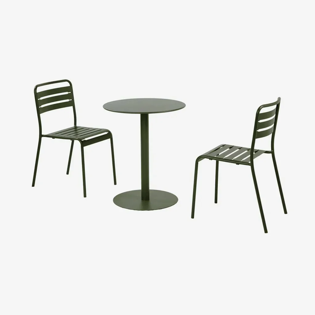 Tavolo bistrot rotondo acciaio 2 posti Orea Amelia antracite balcone terrazzo