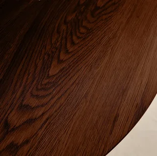 Round wooden dining table 100 cm 4 people black metal legs modern