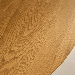 Modern round dining table for 4 wood and black metal Ø100 cm