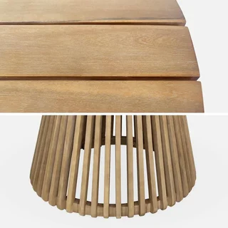 Tavolo Rotondo Legno Acacia con 4 Sedie Eucalipto Giardino Terrazzo