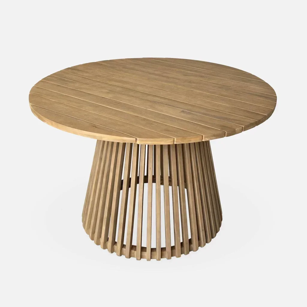 Tavolo Rotondo Legno Acacia con 4 Sedie Eucalipto Giardino Terrazzo