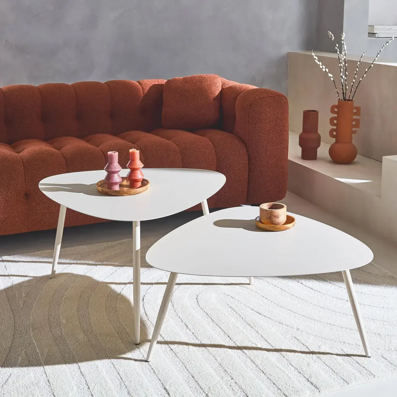 Triangular Nesting Coffee Tables Steel Indoor Outdoor Scandinavian Design