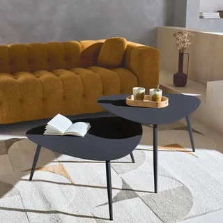 Triangular Nesting Coffee Tables Anthracite Steel Indoor Outdoor