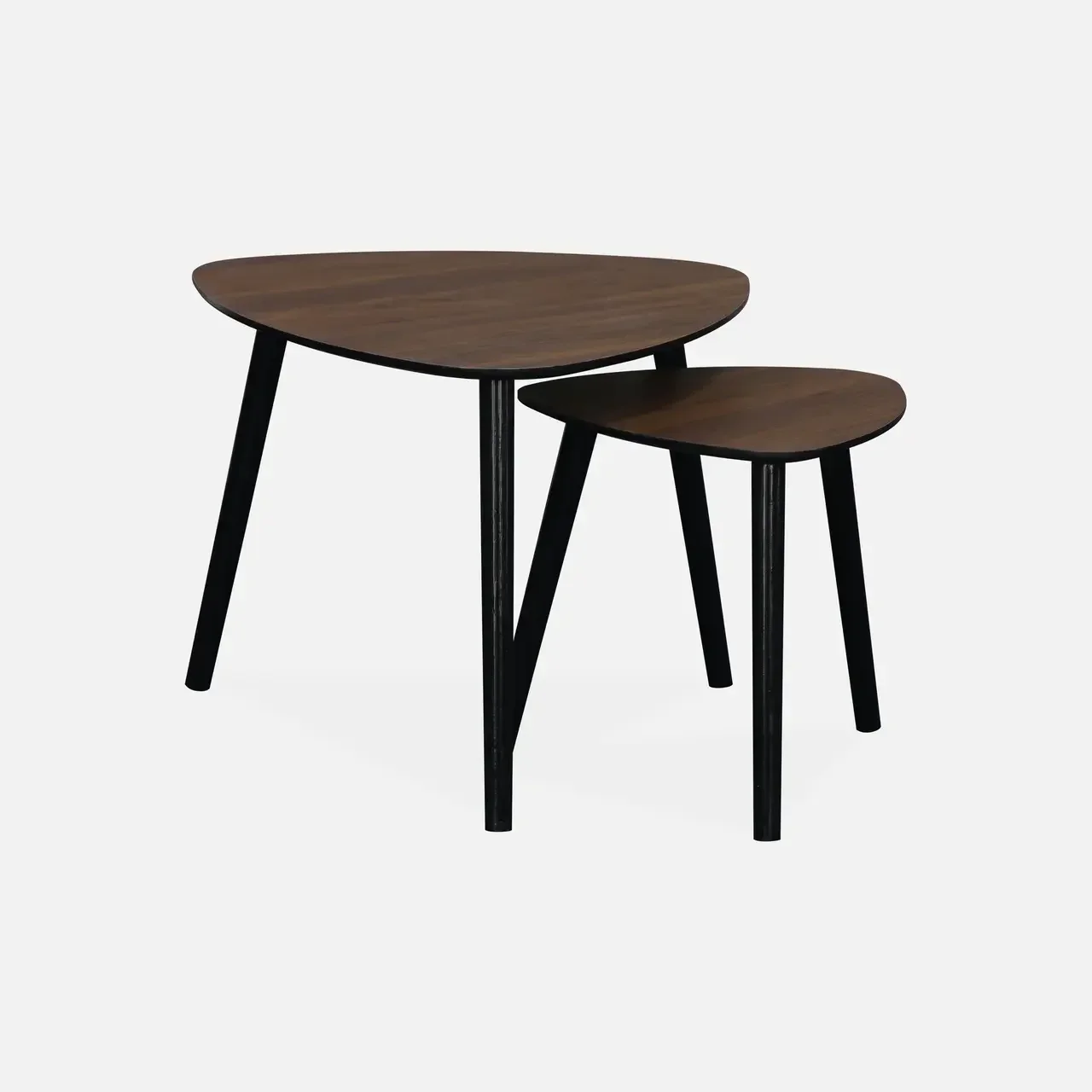 Tables gigognes scandinaves bois naturel design triangulaire