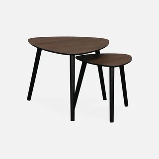 Tables gigognes scandinaves bois naturel design triangulaire