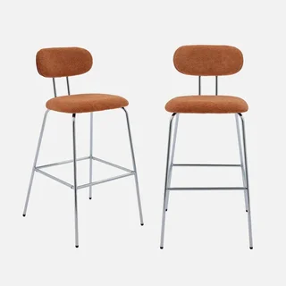 Erin Barhocker Nussbaumholz Weißer Wasserabweisender Stoff 2er Set Chromgestell 76cm