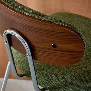 Barhocker Nussbaum Holz weiß wasserabweisender Stoff verchromte Beine 2er Set
