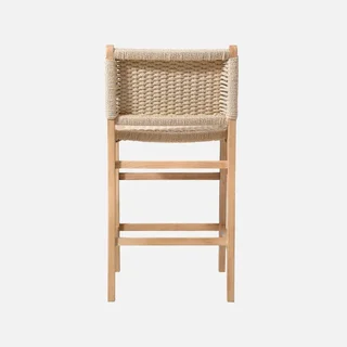 Tabouret de bar bois hévéa corde 64 cm lot de 2 design scandinave