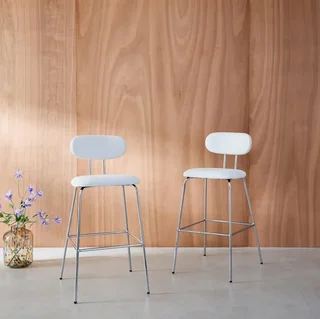 Tabouret de bar bois courbé chêne et tissu déperlant 76,5 cm lot de 2
