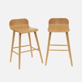 Tabouret bar scandinave hévéa massif 67,5 cm lot 2 Cassia