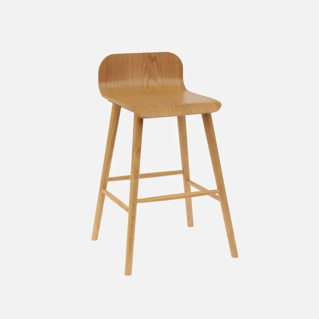 Tabouret bar scandinave hévéa massif 67,5 cm lot 2 Cassia