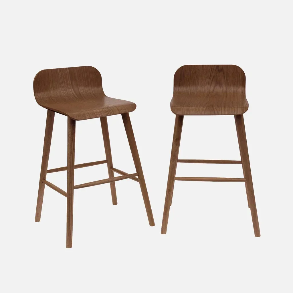 Tabouret bar scandinave hévéa massif 67,5 cm lot de 2