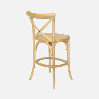 Tabouret bar vintage bois bistrot 65 cm lot 2 rotin