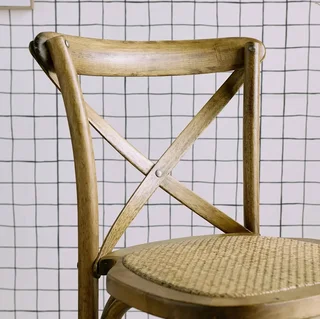 Tabouret bar vintage bois rotin 65cm lot 2 style bistrot
