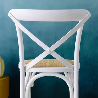 Tabouret bar vintage bois rotin 65cm lot 2 style bistrot