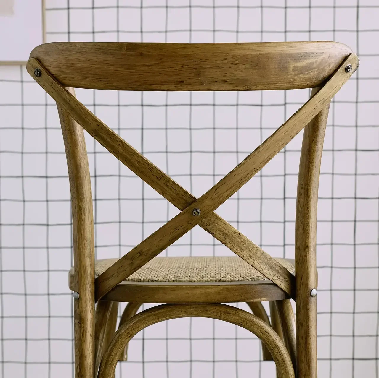 Tabouret bar vintage bois rotin 65cm lot 2 style bistrot