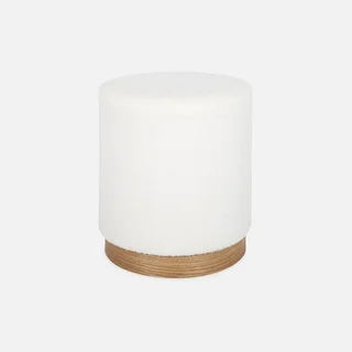 Tabouret bouclette blanc style nordique 45 cm bois sapin