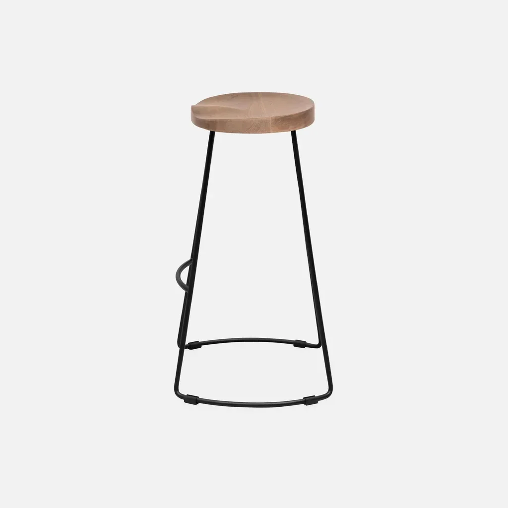Tabouret bar 65 cm bois manguier métal industriel lot 2 repose-pieds