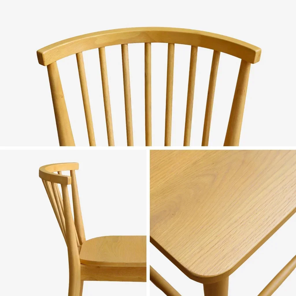Tabouret de bar bois hévéa 63 cm dossier barreaux lot 2 Paula