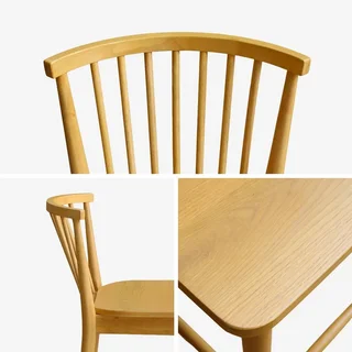 Tabouret de bar bois hévéa 63 cm dossier barreaux lot 2 Paula
