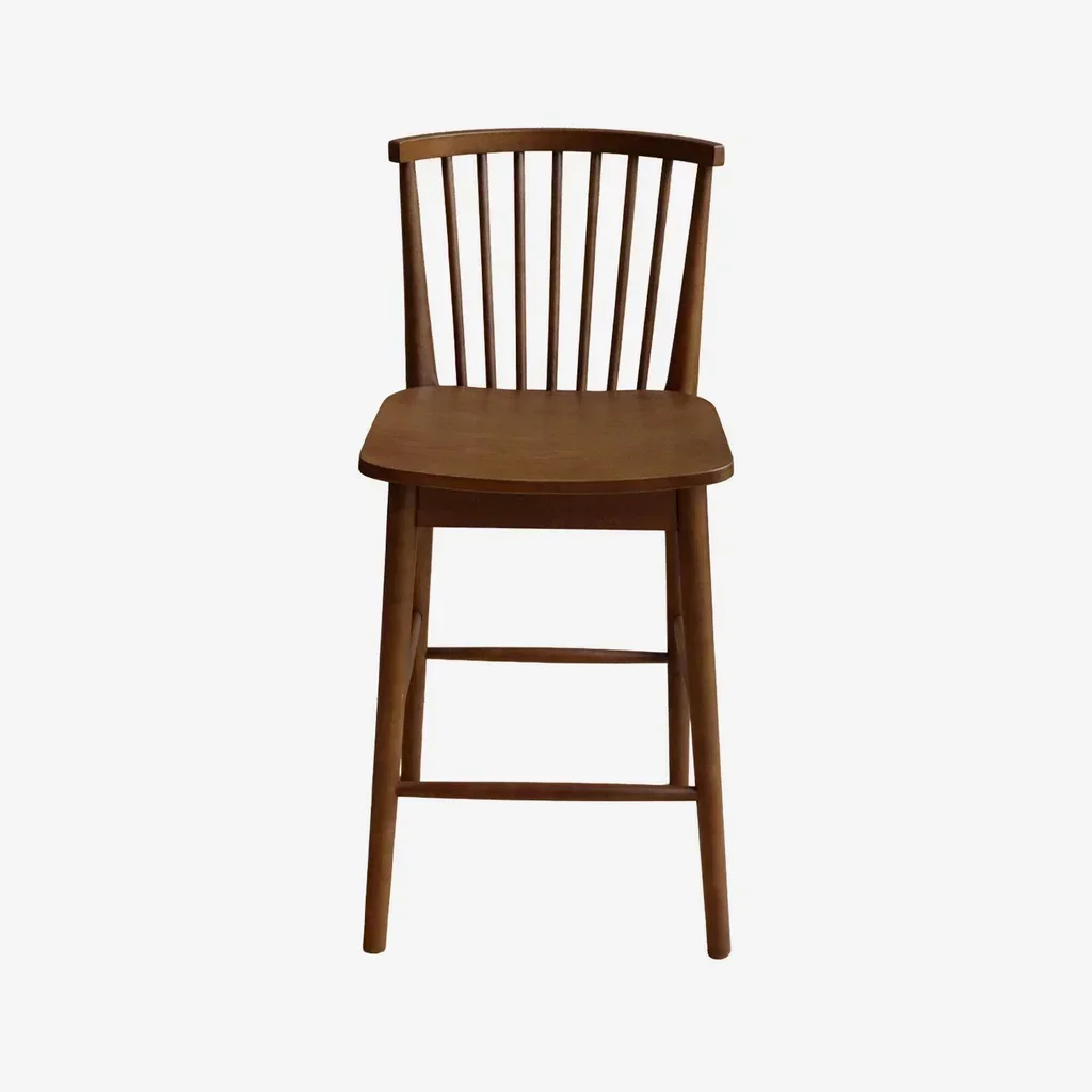 Tabouret de bar bois hévéa 63 cm dossier barreaux lot 2 style bistrot vintage