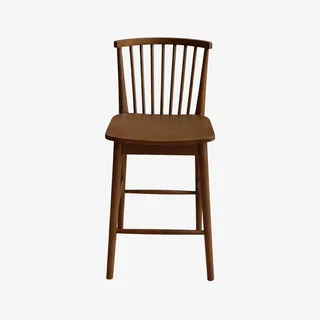 Tabouret de bar bois hévéa 63 cm dossier barreaux lot 2 style bistrot vintage