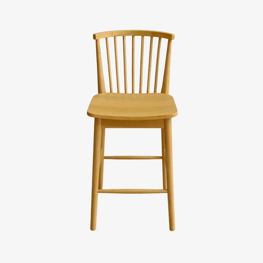 Tabouret de bar bois hévéa 63 cm dossier barreaux lot 2 Paula