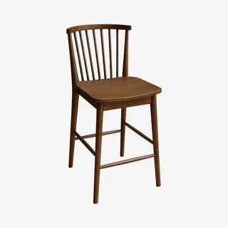 Tabouret de bar bois hévéa 63 cm dossier barreaux lot 2 style bistrot vintage