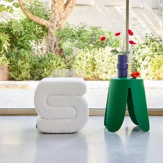 Tabouret design capitonné effet bouclette 1 place Sasha