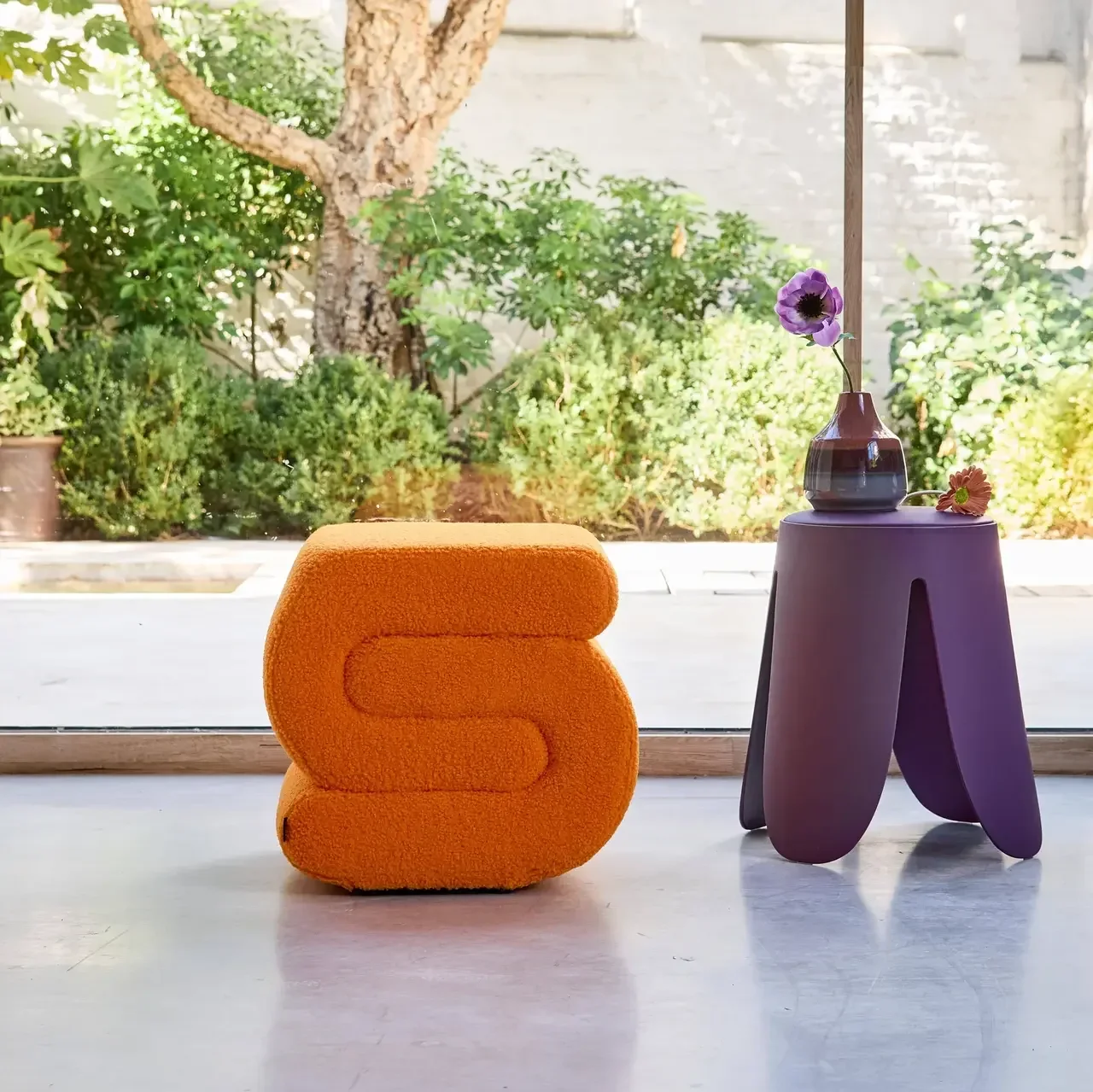 Tabouret capitonné bouclette 1 place design moderne et confortable