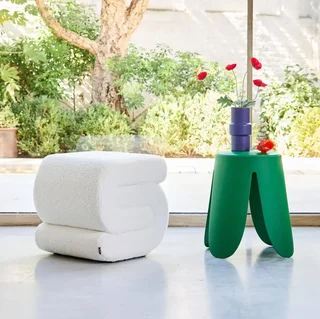 Tabouret design capitonné effet bouclette 1 place Sasha