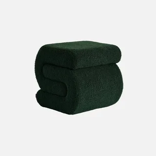 Tabouret design capitonné bouclette beige confortable salon