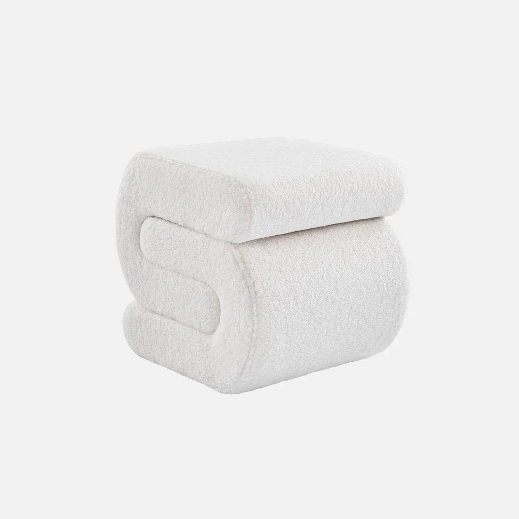 Tabouret design capitonné effet bouclette 1 place Sasha