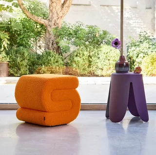 Tabouret capitonné bouclette 1 place design moderne et confortable