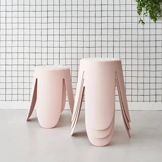 Tabouret empilable Niki bouclette lot de 4 design fleur