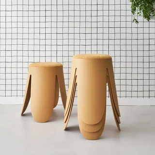 Tabouret empilable effet bouclette Niki - lot de 4