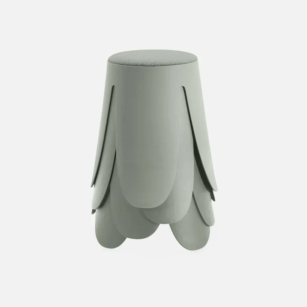 Tabouret empilable effet bouclette Niki lot de 4 - assise confortable design fleur