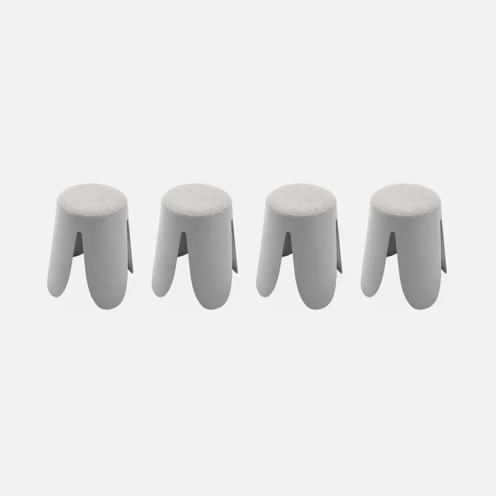 Tabouret empilable effet bouclette Niki - lot de 4