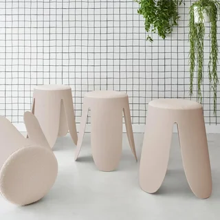 Tabouret empilable effet bouclette Niki lot 4 assise fleur