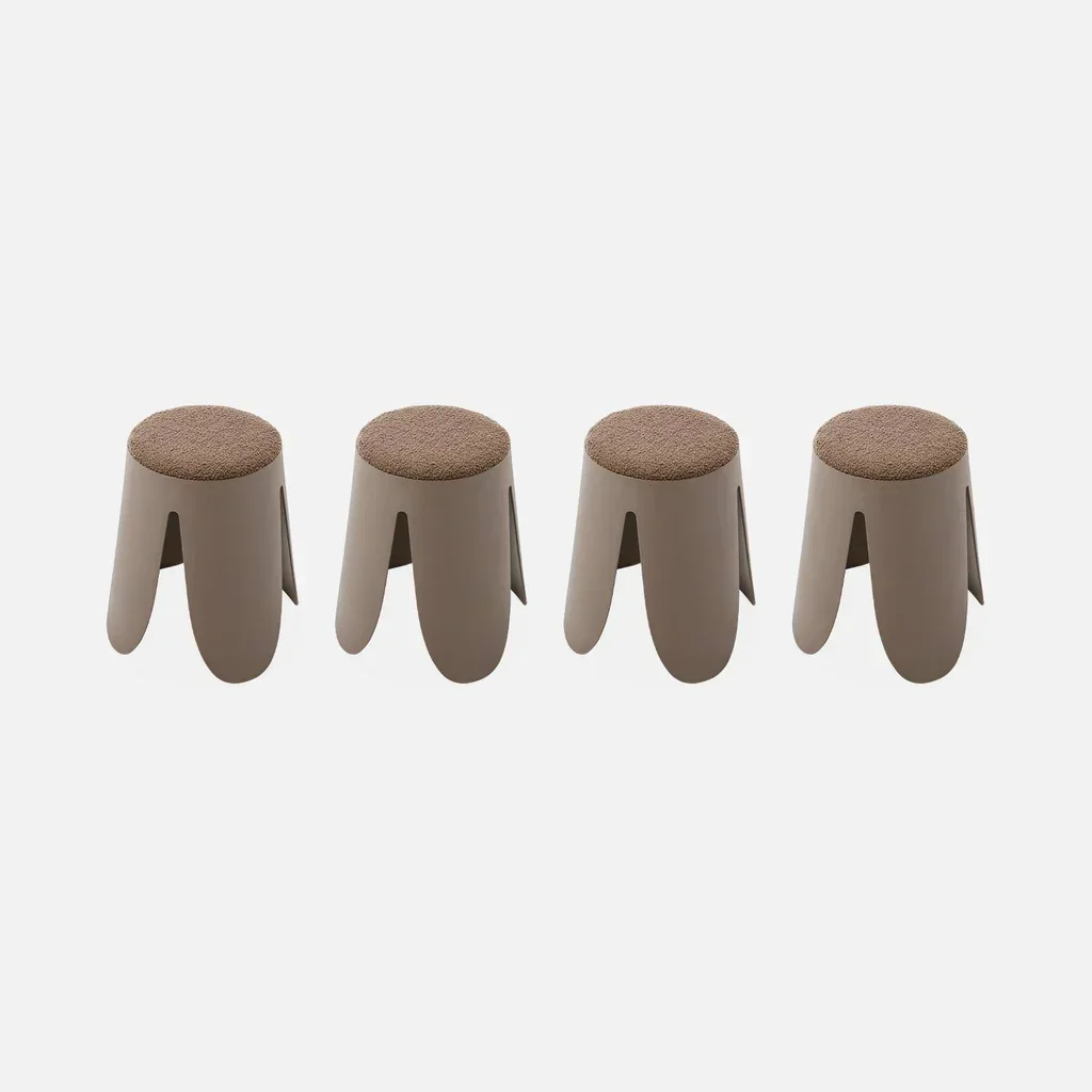 Tabouret bouclette empilable Niki lot 4 pièces design fleur