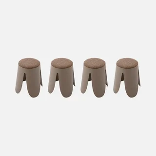 Tabouret bouclette empilable Niki lot 4 pièces design fleur