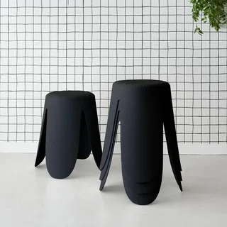 Tabouret bouclette empilable lot 4 Niki design fleur pieds arrondis