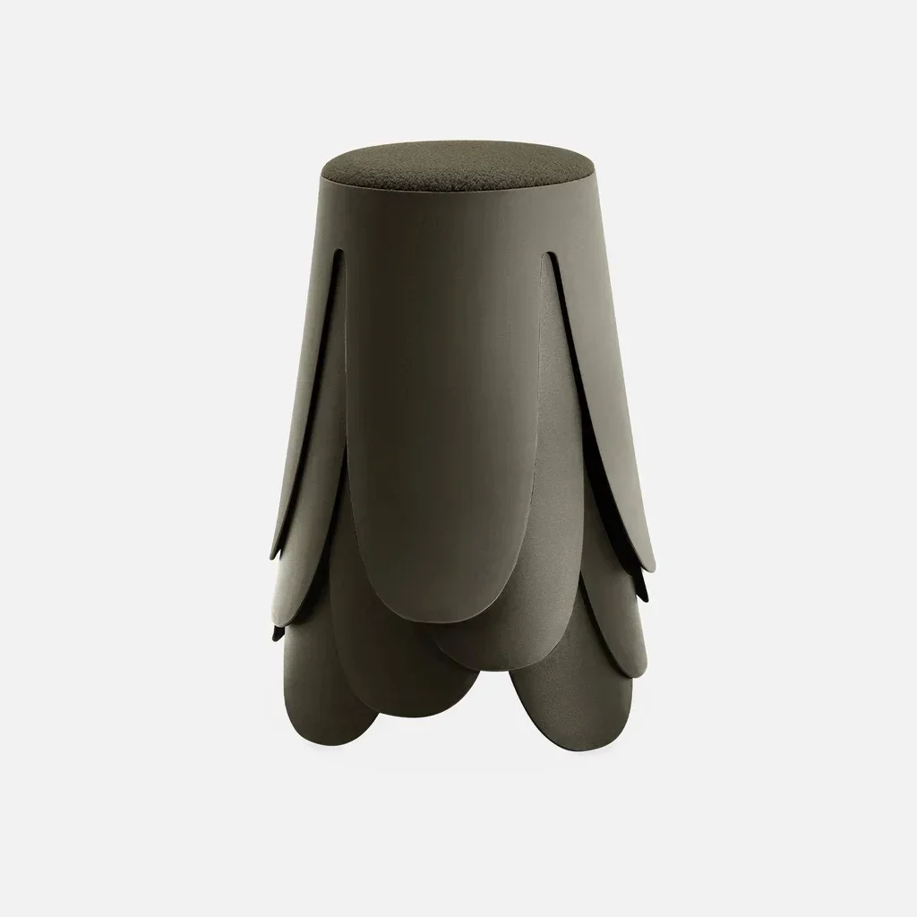 Tabouret empilable bouclette lot 4 Niki beige salon